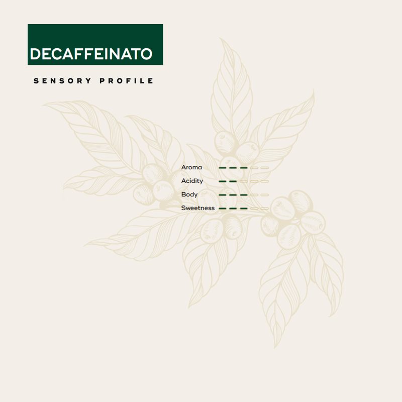 Sensory profile decaffeinato epica coffee capsules